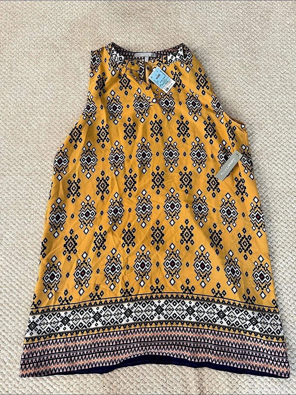 Style&Co Geometric Mini Dress in Yellow Size Medium NWT